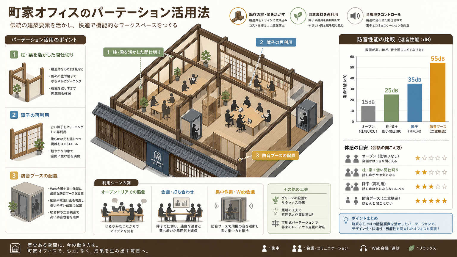 町家オフィスの内装におけるパーテーション活用術